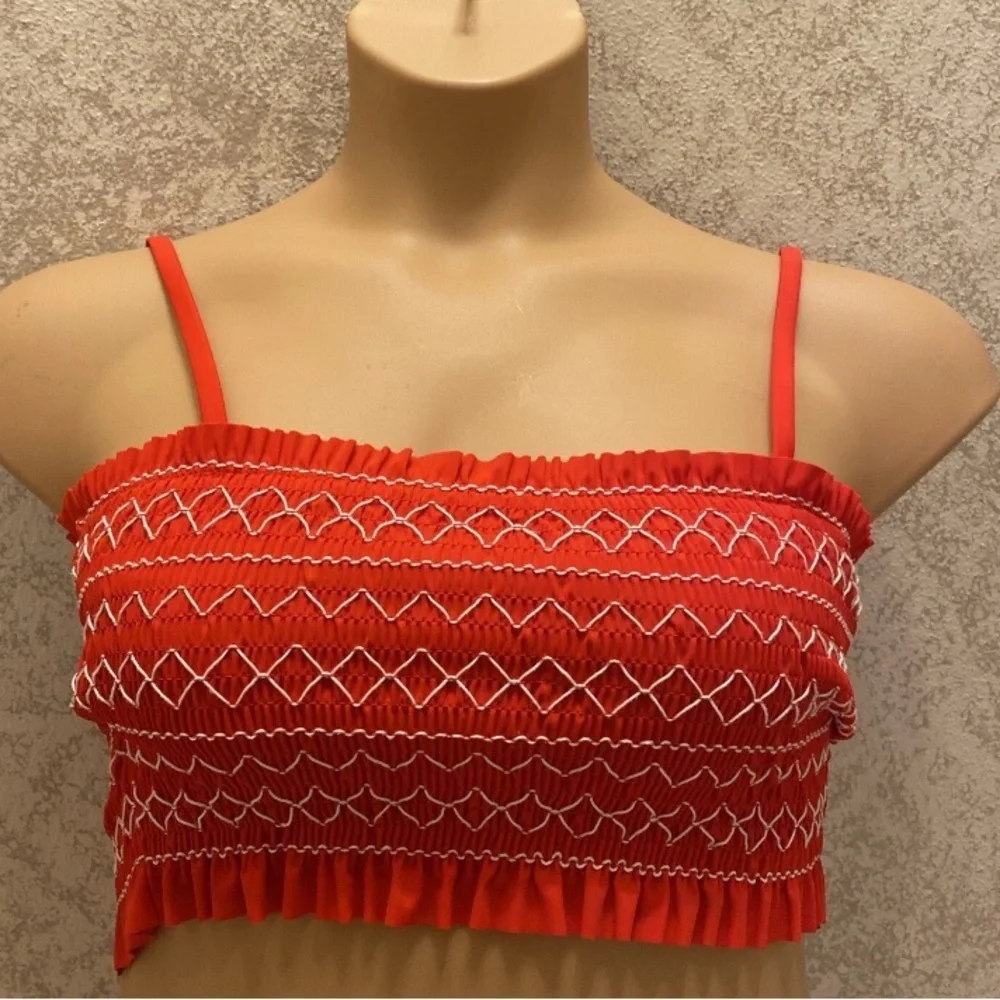 Xhilaration Red Smocked Bikini Top